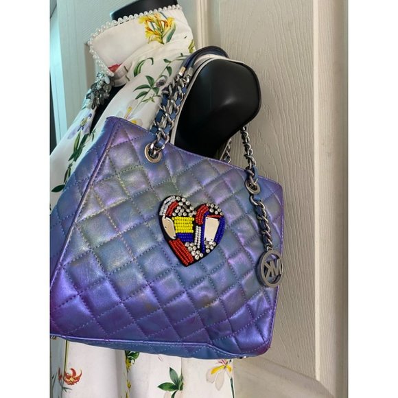 Michael Kors Blue Purple Customized Tote Bag - Picture 8 of 15